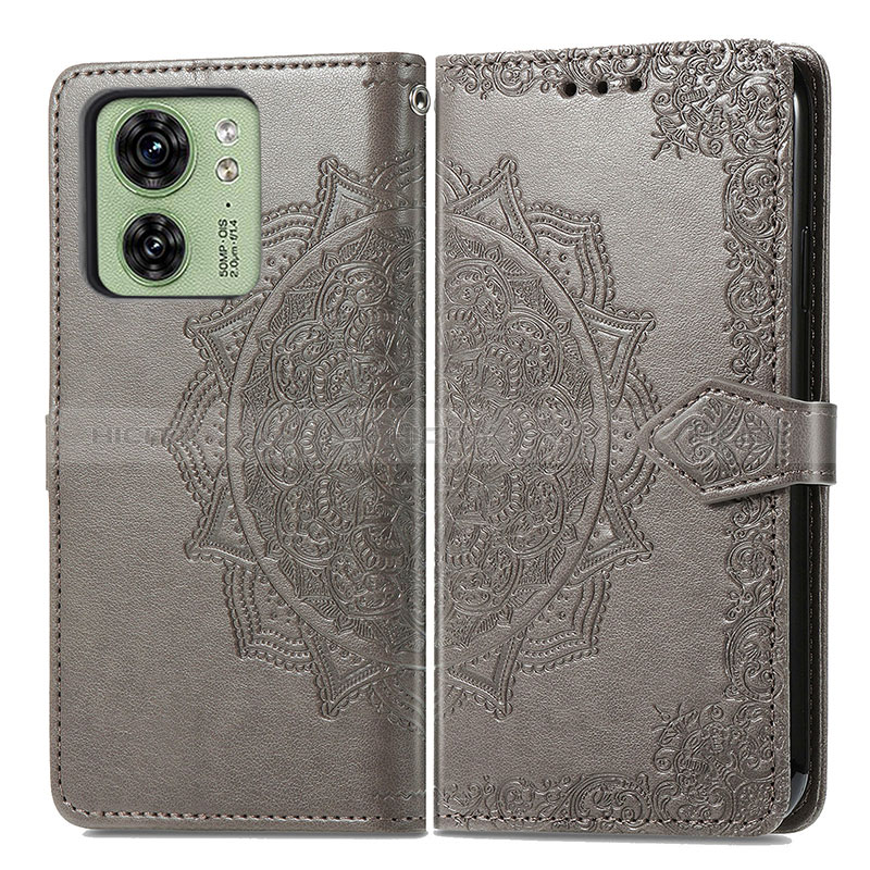 Custodia Portafoglio In Pelle Fantasia Modello Cover con Supporto per Motorola Moto Edge 40 5G Grigio