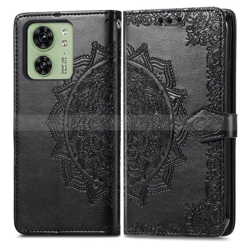 Custodia Portafoglio In Pelle Fantasia Modello Cover con Supporto per Motorola Moto Edge 40 5G Nero