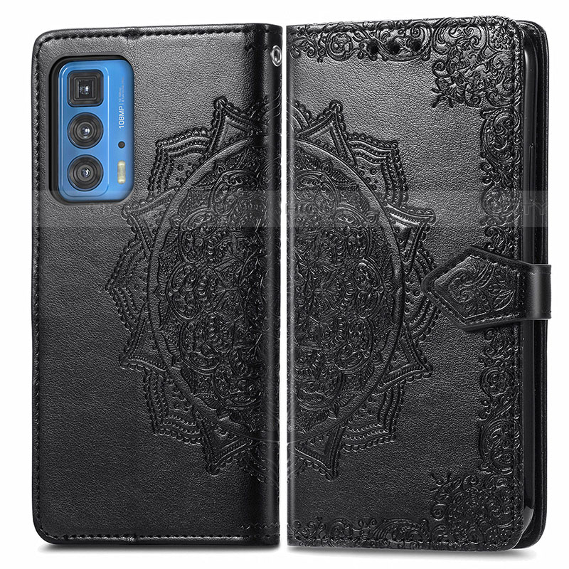 Custodia Portafoglio In Pelle Fantasia Modello Cover con Supporto per Motorola Moto Edge S Pro 5G Nero