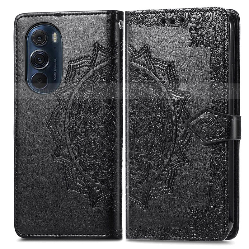 Custodia Portafoglio In Pelle Fantasia Modello Cover con Supporto per Motorola Moto Edge X30 5G Nero