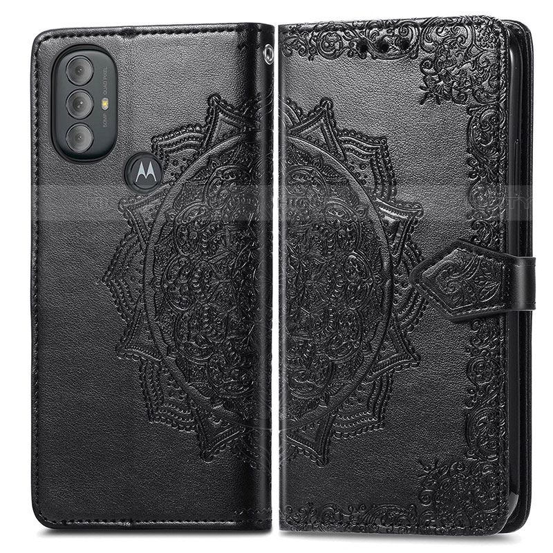 Custodia Portafoglio In Pelle Fantasia Modello Cover con Supporto per Motorola Moto G Play Gen 2 Nero