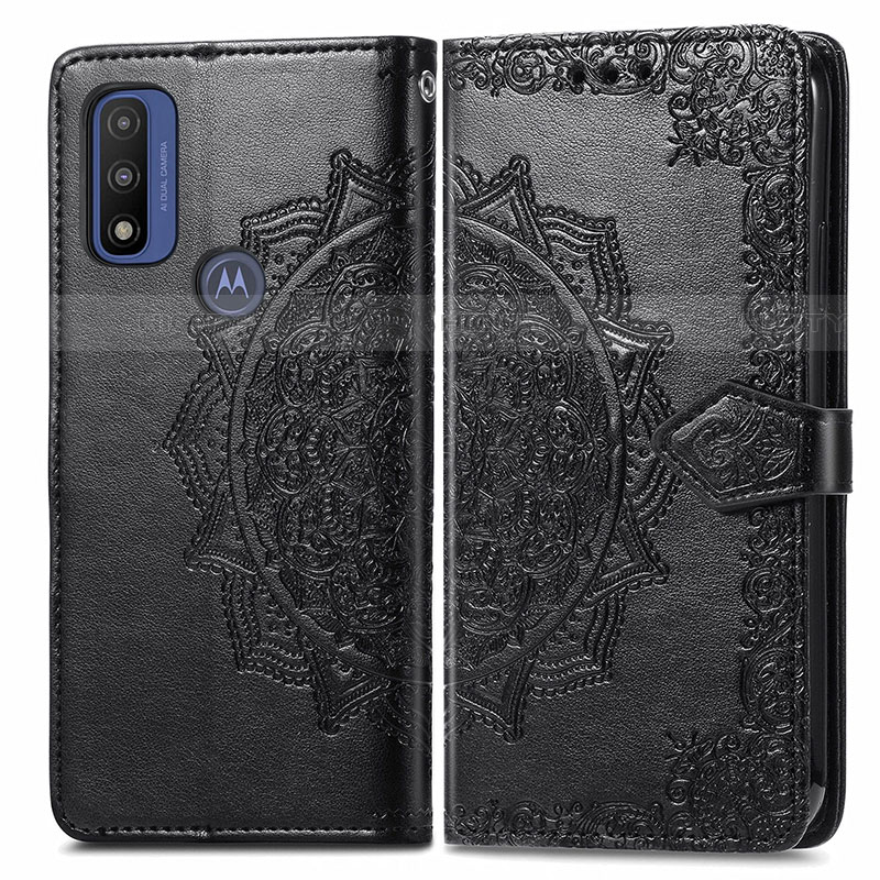 Custodia Portafoglio In Pelle Fantasia Modello Cover con Supporto per Motorola Moto G Pure Nero