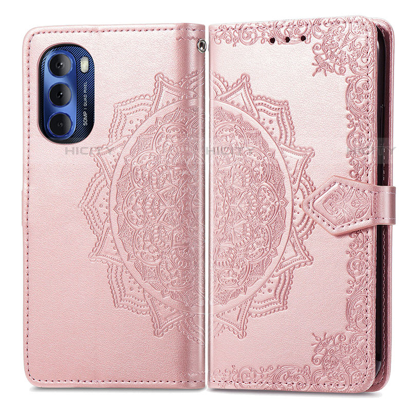 Custodia Portafoglio In Pelle Fantasia Modello Cover con Supporto per Motorola Moto G Stylus (2022) 4G Oro Rosa