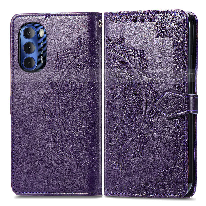 Custodia Portafoglio In Pelle Fantasia Modello Cover con Supporto per Motorola Moto G Stylus (2022) 4G Viola