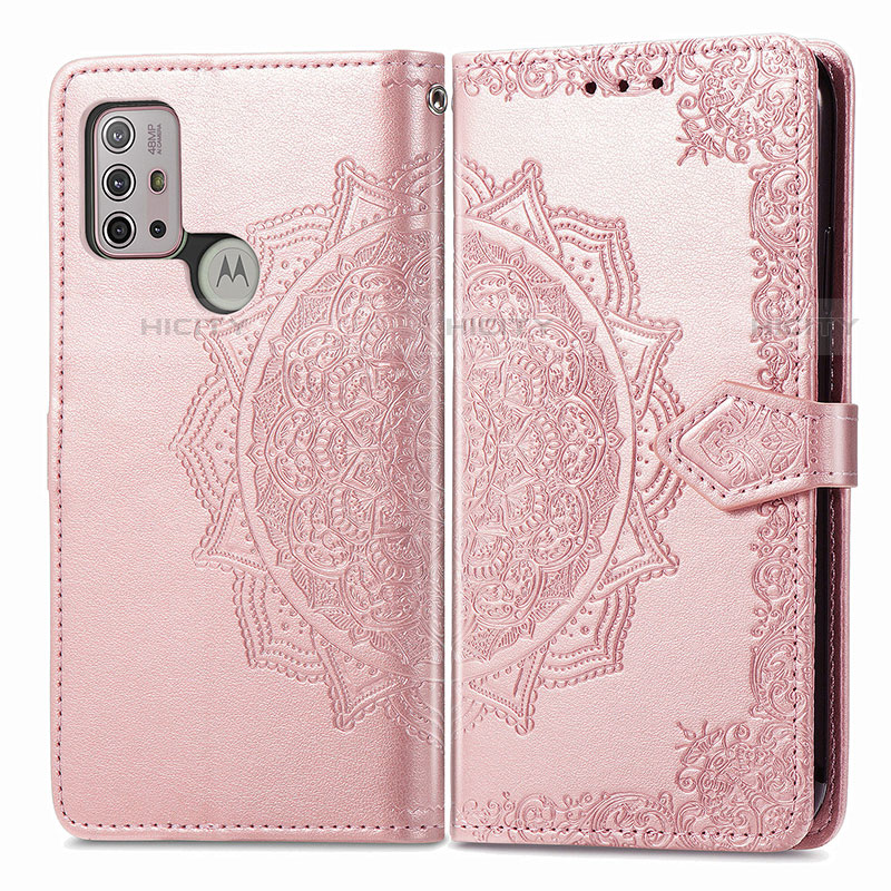 Custodia Portafoglio In Pelle Fantasia Modello Cover con Supporto per Motorola Moto G10 Power Oro Rosa