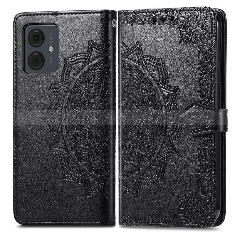 Custodia Portafoglio In Pelle Fantasia Modello Cover con Supporto per Motorola Moto G14 Nero