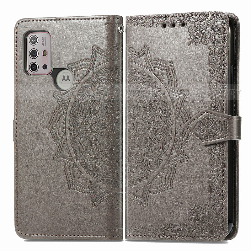 Custodia Portafoglio In Pelle Fantasia Modello Cover con Supporto per Motorola Moto G30 Grigio