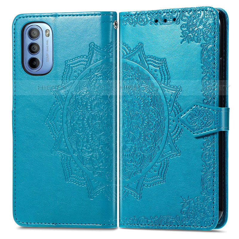 Custodia Portafoglio In Pelle Fantasia Modello Cover con Supporto per Motorola Moto G31 Blu