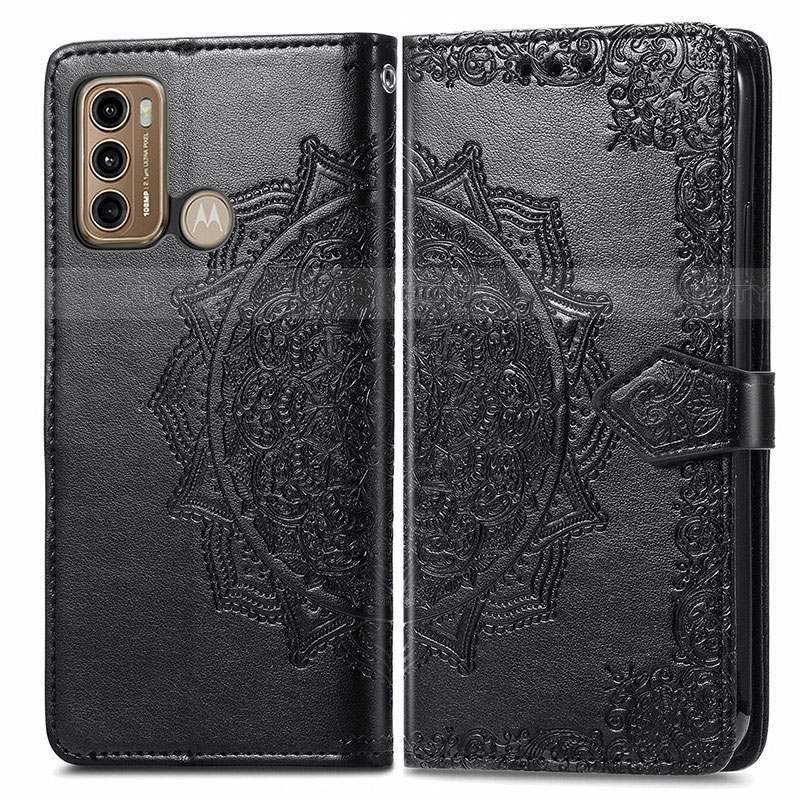 Custodia Portafoglio In Pelle Fantasia Modello Cover con Supporto per Motorola Moto G40 Fusion Nero