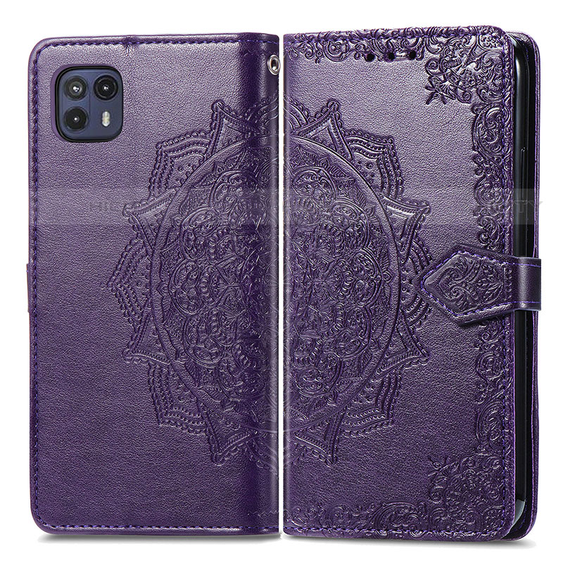 Custodia Portafoglio In Pelle Fantasia Modello Cover con Supporto per Motorola Moto G50 5G Viola