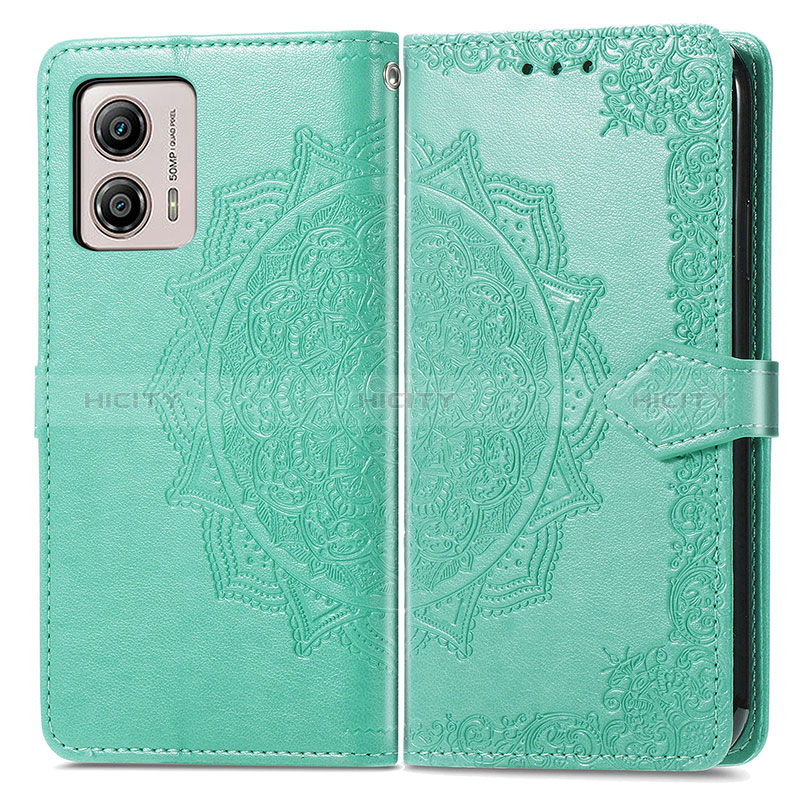 Custodia Portafoglio In Pelle Fantasia Modello Cover con Supporto per Motorola Moto G53y 5G Verde