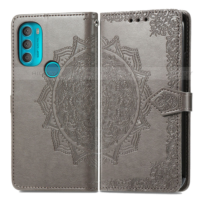 Custodia Portafoglio In Pelle Fantasia Modello Cover con Supporto per Motorola Moto G71 5G Grigio