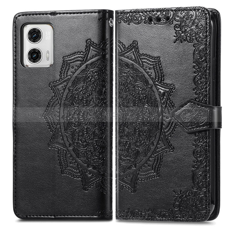 Custodia Portafoglio In Pelle Fantasia Modello Cover con Supporto per Motorola Moto G73 5G Nero