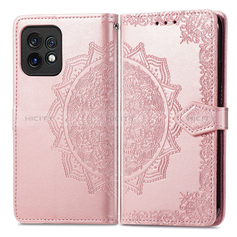 Custodia Portafoglio In Pelle Fantasia Modello Cover con Supporto per Motorola Moto X40 5G Oro Rosa