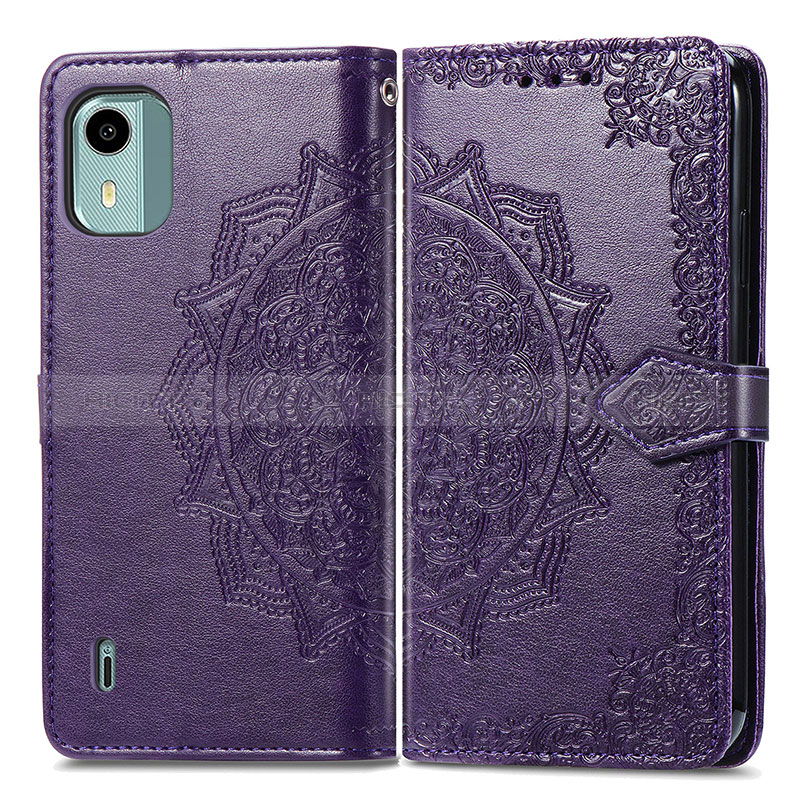 Custodia Portafoglio In Pelle Fantasia Modello Cover con Supporto per Nokia C12 Plus