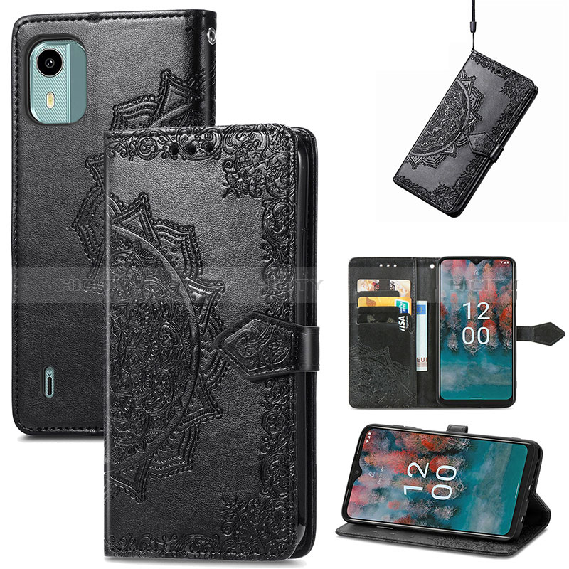 Custodia Portafoglio In Pelle Fantasia Modello Cover con Supporto per Nokia C12 Plus