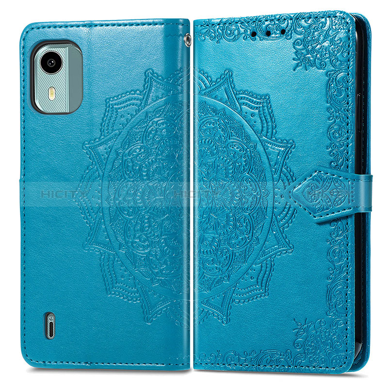 Custodia Portafoglio In Pelle Fantasia Modello Cover con Supporto per Nokia C12 Pro Blu