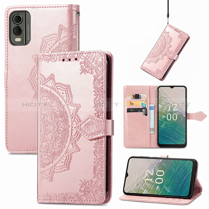 Custodia Portafoglio In Pelle Fantasia Modello Cover con Supporto per Nokia C210