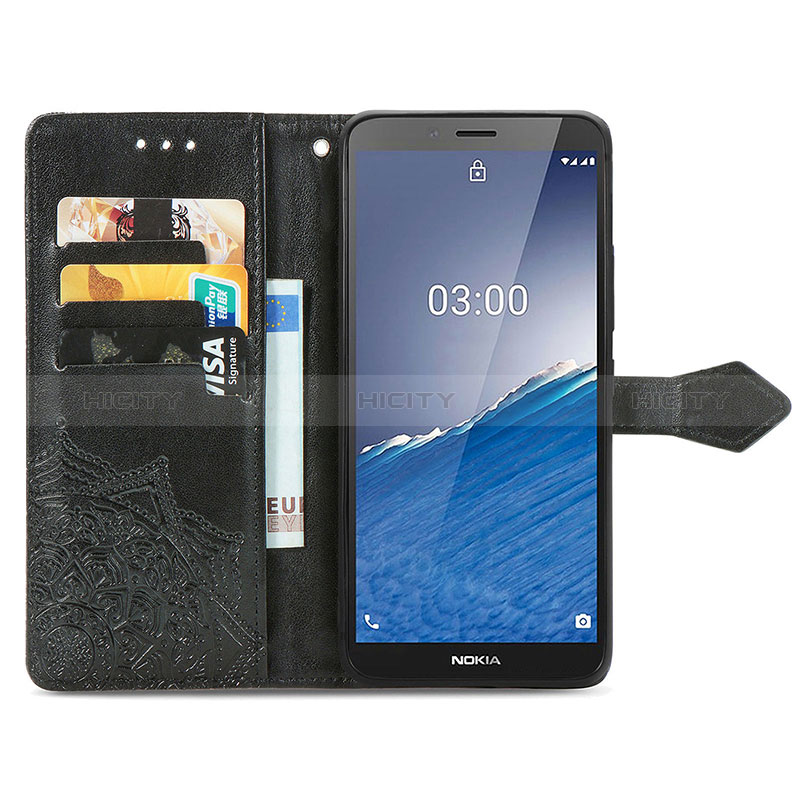 Custodia Portafoglio In Pelle Fantasia Modello Cover con Supporto per Nokia C3