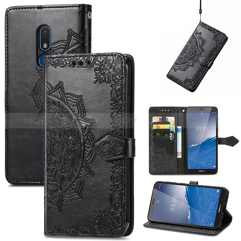 Custodia Portafoglio In Pelle Fantasia Modello Cover con Supporto per Nokia C3