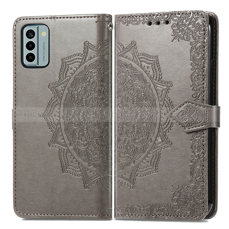 Custodia Portafoglio In Pelle Fantasia Modello Cover con Supporto per Nokia G22 Grigio