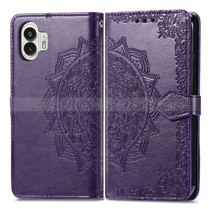 Custodia Portafoglio In Pelle Fantasia Modello Cover con Supporto per Nothing Phone 2 Viola