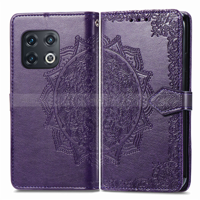 Custodia Portafoglio In Pelle Fantasia Modello Cover con Supporto per OnePlus 10 Pro 5G Viola