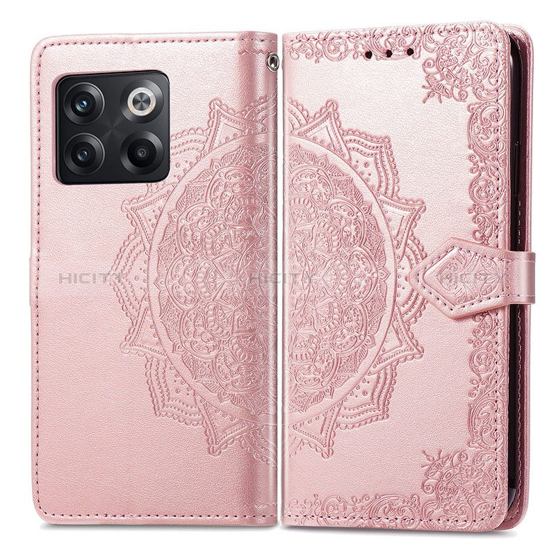 Custodia Portafoglio In Pelle Fantasia Modello Cover con Supporto per OnePlus 10T 5G Oro Rosa