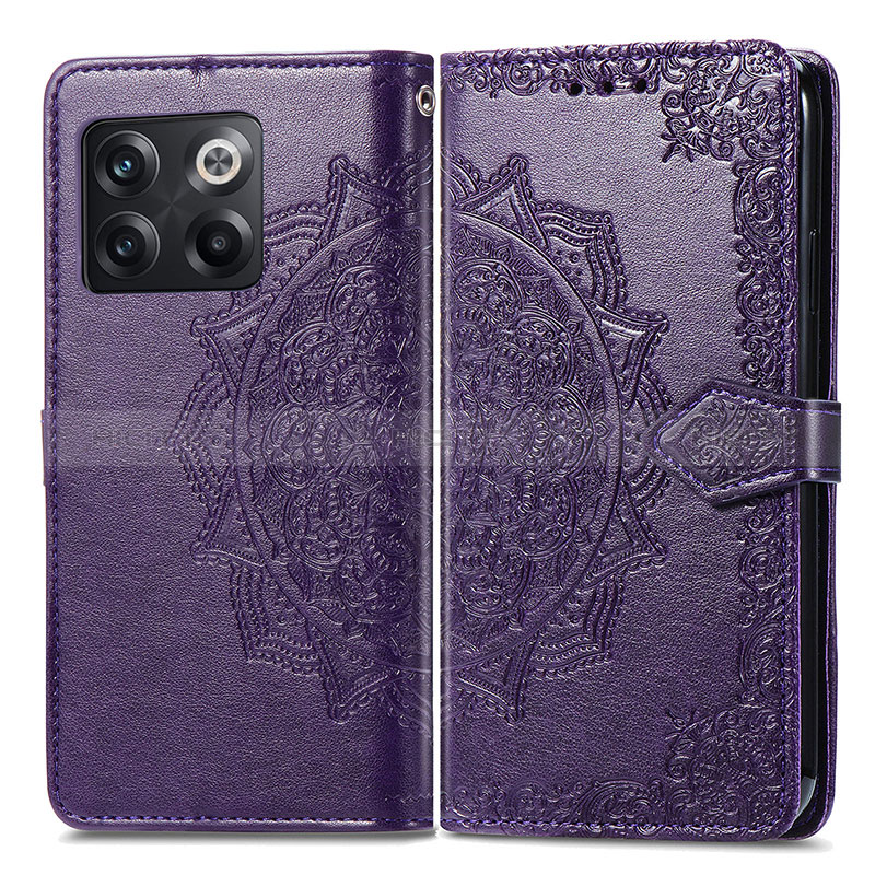 Custodia Portafoglio In Pelle Fantasia Modello Cover con Supporto per OnePlus 10T 5G Viola