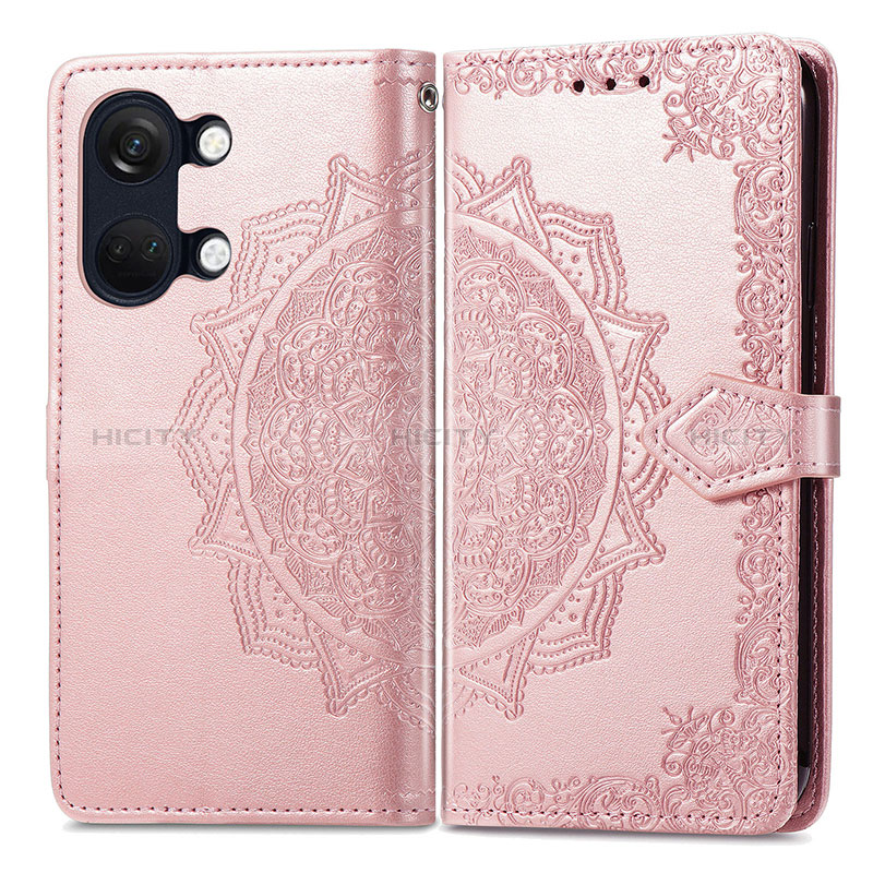 Custodia Portafoglio In Pelle Fantasia Modello Cover con Supporto per OnePlus Ace 2V 5G Oro Rosa