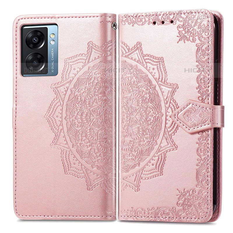 Custodia Portafoglio In Pelle Fantasia Modello Cover con Supporto per OnePlus Nord N300 5G Oro Rosa