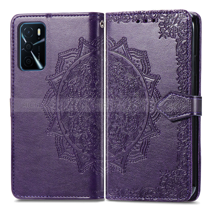 Custodia Portafoglio In Pelle Fantasia Modello Cover con Supporto per Oppo A16 Viola