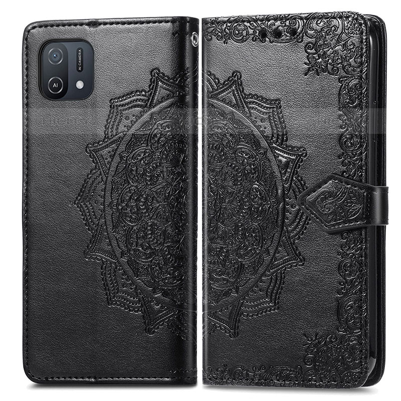 Custodia Portafoglio In Pelle Fantasia Modello Cover con Supporto per Oppo A16e Nero