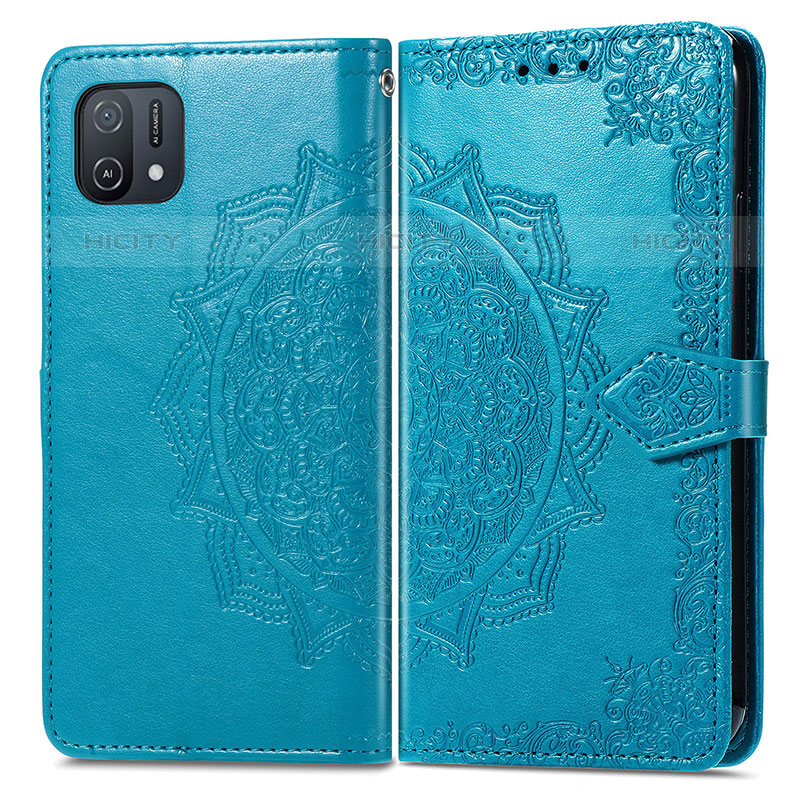 Custodia Portafoglio In Pelle Fantasia Modello Cover con Supporto per Oppo A16K Blu