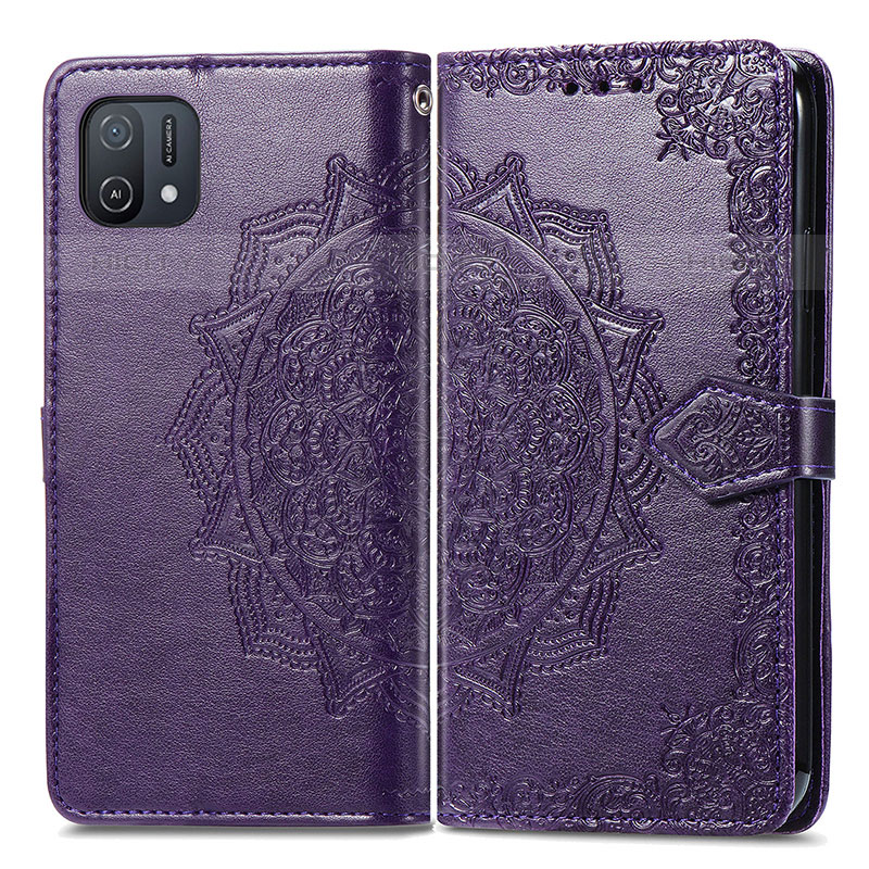 Custodia Portafoglio In Pelle Fantasia Modello Cover con Supporto per Oppo A16K Viola