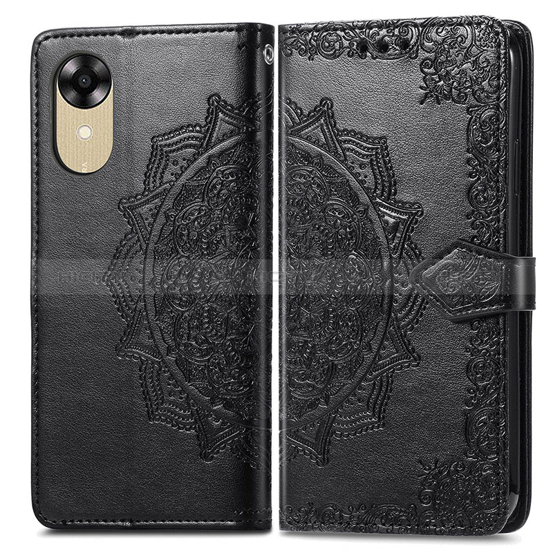 Custodia Portafoglio In Pelle Fantasia Modello Cover con Supporto per Oppo A17K Nero