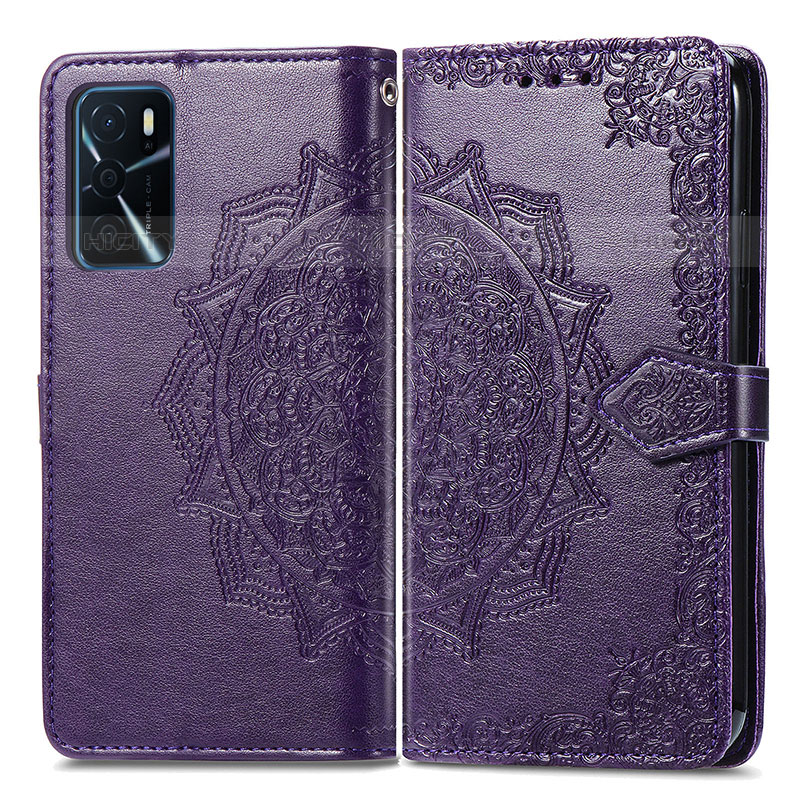 Custodia Portafoglio In Pelle Fantasia Modello Cover con Supporto per Oppo A54s Viola