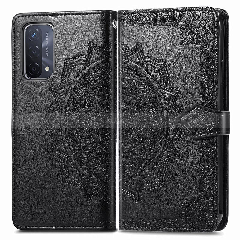 Custodia Portafoglio In Pelle Fantasia Modello Cover con Supporto per Oppo A74 5G Nero