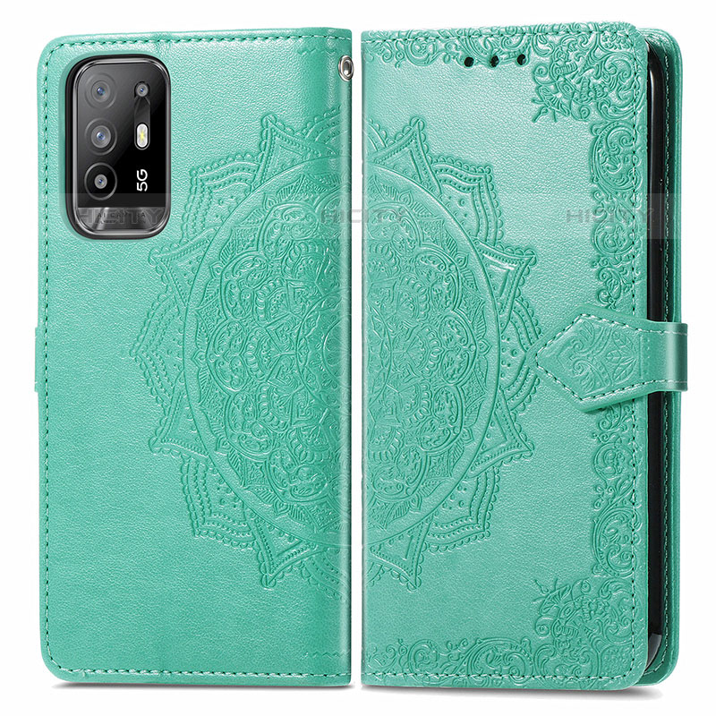 Custodia Portafoglio In Pelle Fantasia Modello Cover con Supporto per Oppo A94 5G Verde