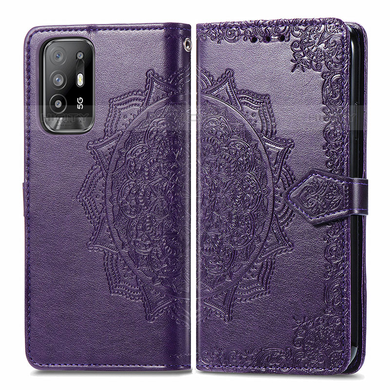 Custodia Portafoglio In Pelle Fantasia Modello Cover con Supporto per Oppo A94 5G Viola