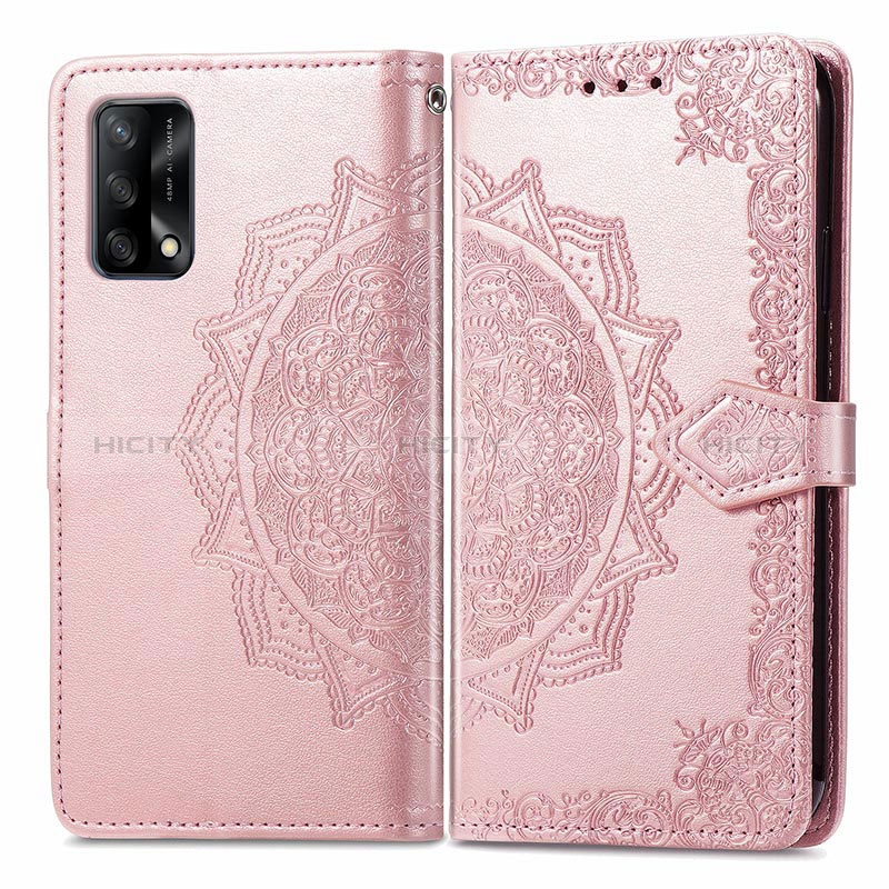 Custodia Portafoglio In Pelle Fantasia Modello Cover con Supporto per Oppo A95 4G Oro Rosa