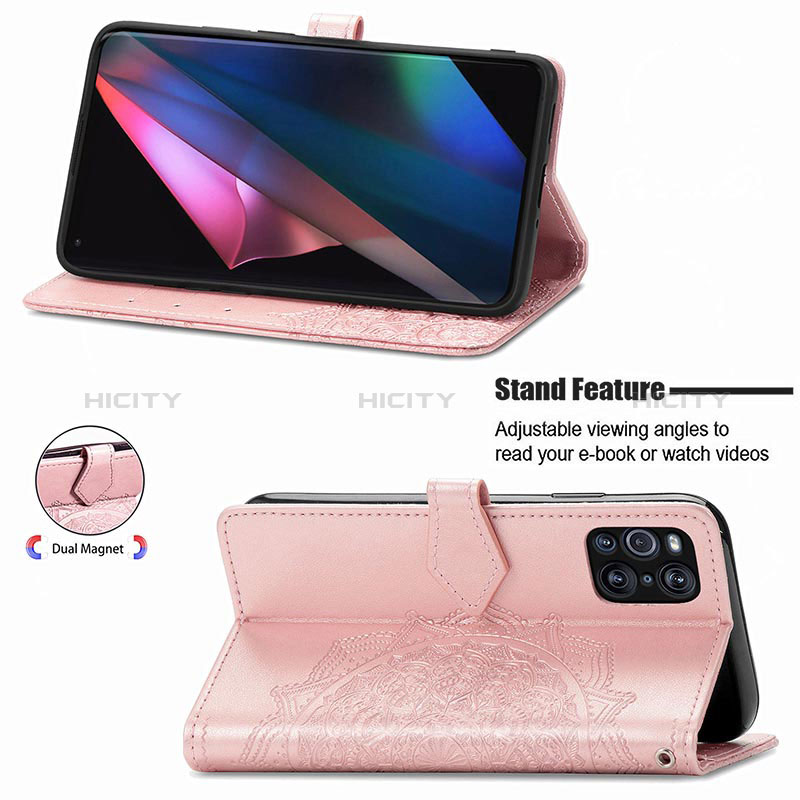 Custodia Portafoglio In Pelle Fantasia Modello Cover con Supporto per Oppo Find X3 5G