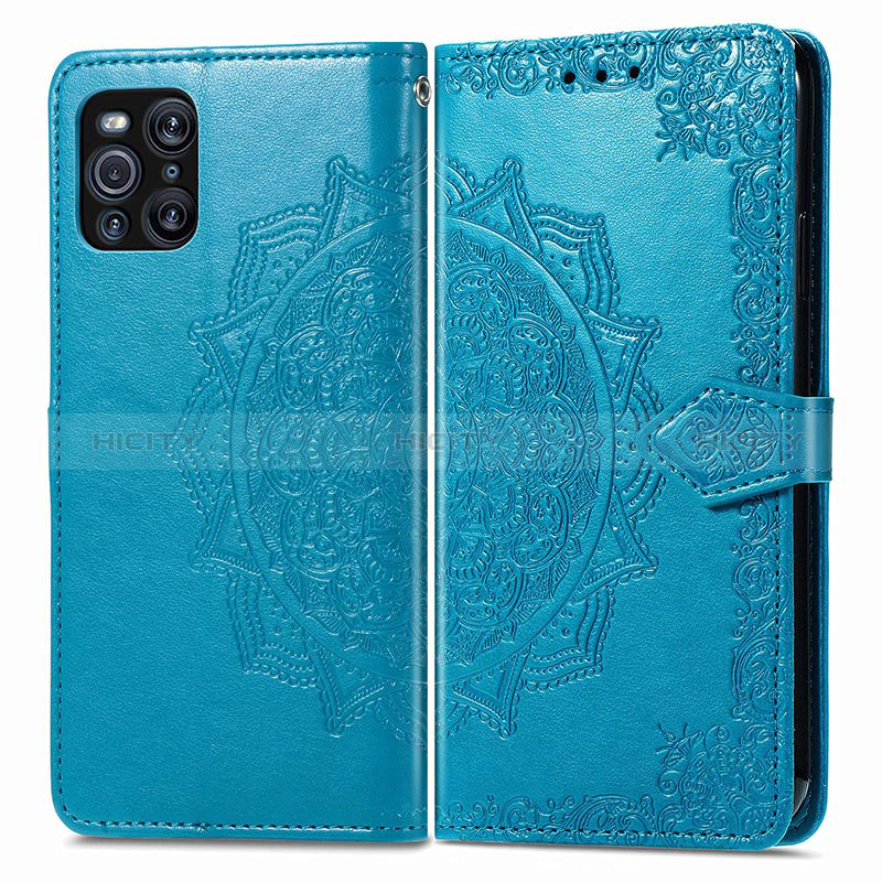 Custodia Portafoglio In Pelle Fantasia Modello Cover con Supporto per Oppo Find X3 5G Blu