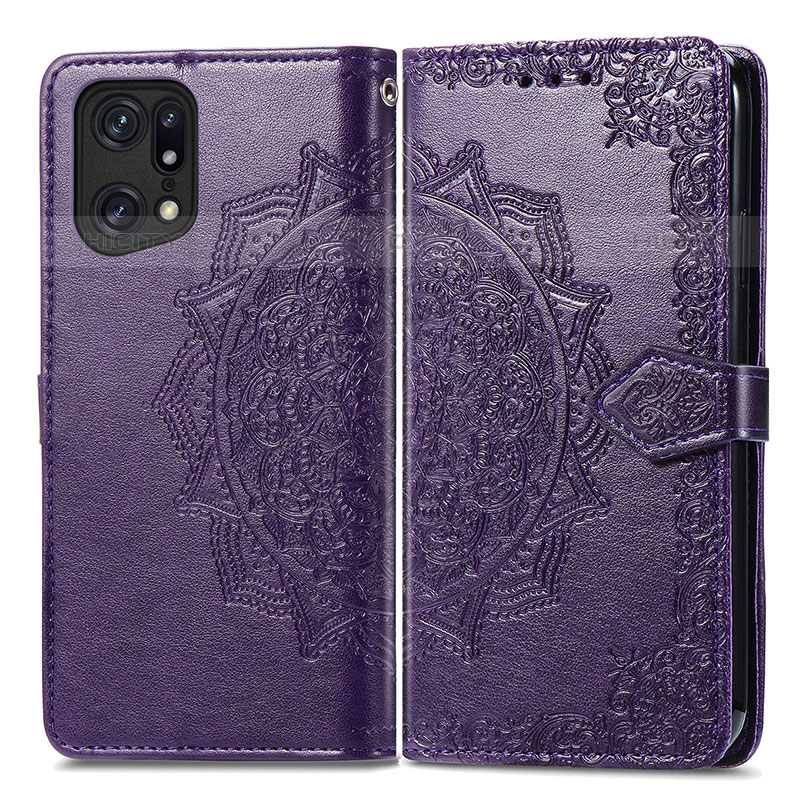 Custodia Portafoglio In Pelle Fantasia Modello Cover con Supporto per Oppo Find X5 Pro 5G