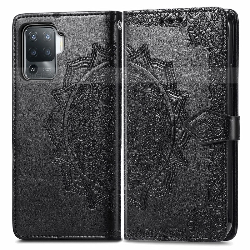 Custodia Portafoglio In Pelle Fantasia Modello Cover con Supporto per Oppo Reno5 F Nero