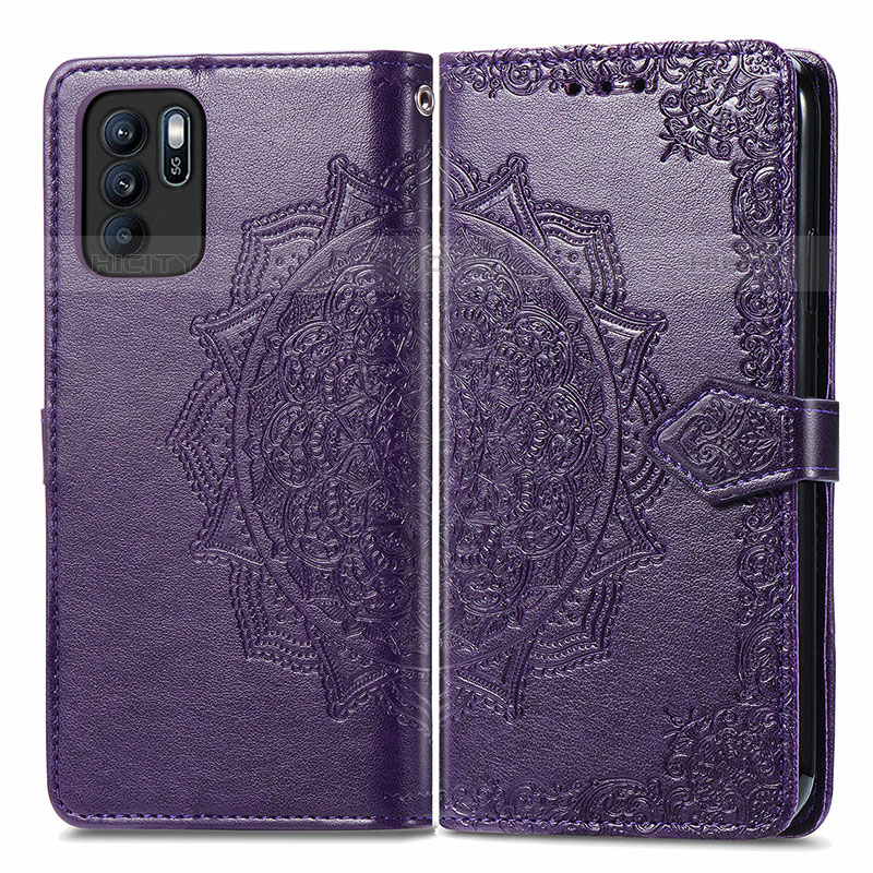 Custodia Portafoglio In Pelle Fantasia Modello Cover con Supporto per Oppo Reno6 Z 5G Viola