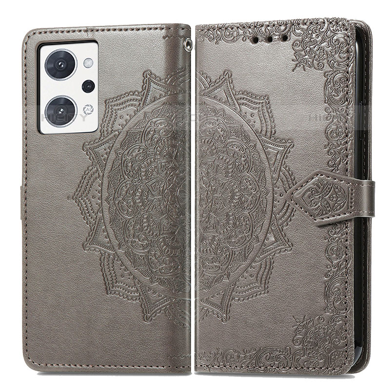 Custodia Portafoglio In Pelle Fantasia Modello Cover con Supporto per Oppo Reno7 A Grigio