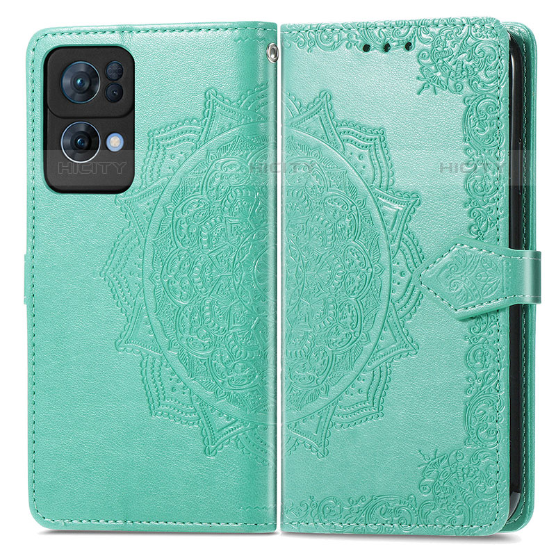 Custodia Portafoglio In Pelle Fantasia Modello Cover con Supporto per Oppo Reno7 Pro 5G Verde