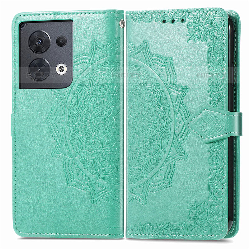 Custodia Portafoglio In Pelle Fantasia Modello Cover con Supporto per Oppo Reno9 5G Verde