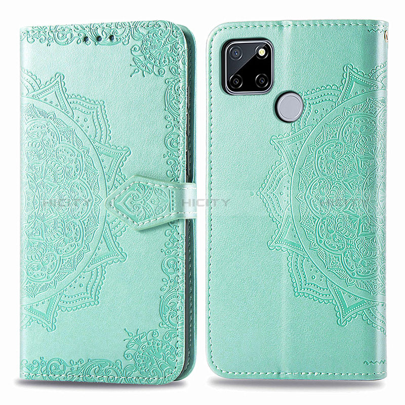 Custodia Portafoglio In Pelle Fantasia Modello Cover con Supporto per Realme 7i RMX2193 Verde